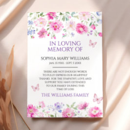 Carte de remerciements de mémoire de Sympathie Fle