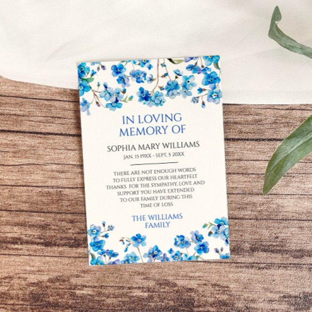 Carte de remerciements de mémoire Sympathy Fleurs  (Créateur téléchargé)