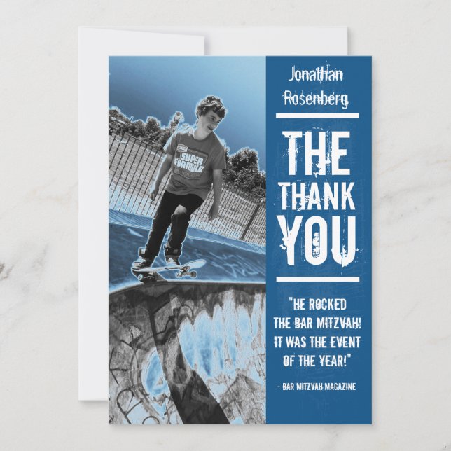 Carte de remerciements de Mitzvah de barre de (Devant)