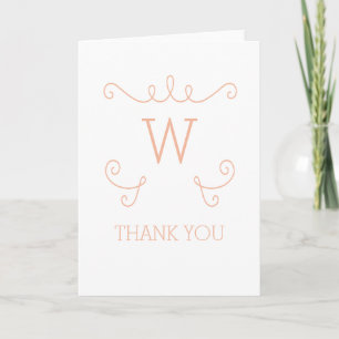 Carte de remerciements de monogramme orange Whimsi