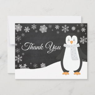 Carte de remerciements de neige hivernale de Pengu