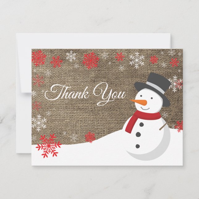 Carte de remerciements de Noël Snowman (Devant)