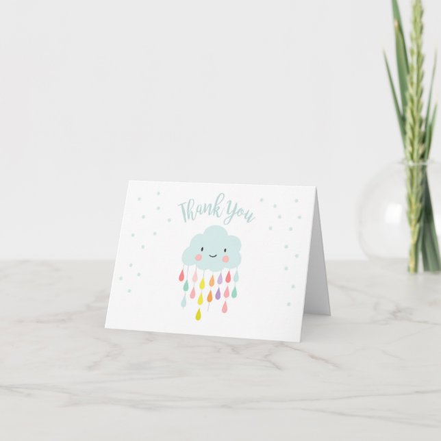 Carte de remerciements de nuage Raindrop Baby show (Devant)