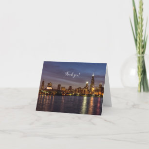 Carte de remerciements de nuit de Chicago Cityscap
