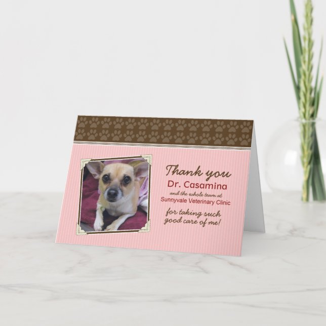 Carte de remerciements de pattes pour le vétérinai (Devant)