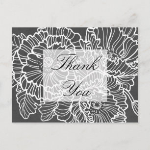 Carte de remerciements de pavot à fleurs dessinées