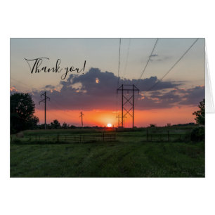 Carte de remerciements de paysage Sunset Powerline