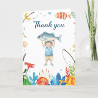 Carte de remerciements de pêche avec pêche avec ga