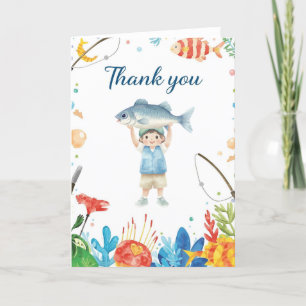 Carte de remerciements de pêche avec pêche avec ga