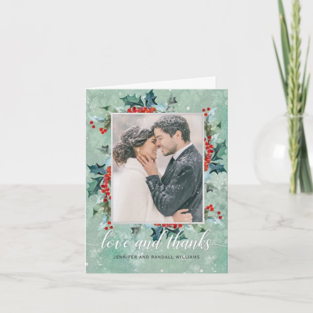Carte de remerciements de photo de mariage de (Devant)