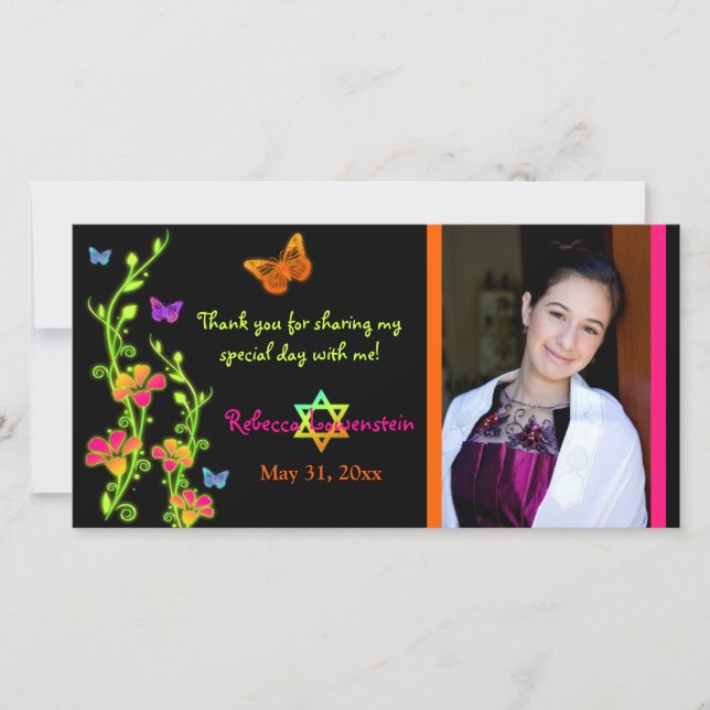 Carte de remerciements de photo de papillons au (Devant)