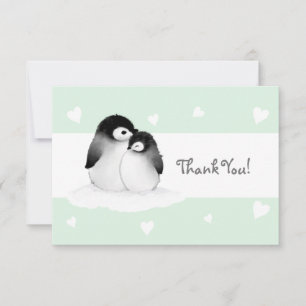 Carte de remerciements de pingouin de coeur