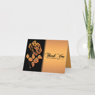 Carte de remerciements de pivoine en cuivre noir e