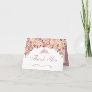 Carte de remerciements de Quinceanera florale rose