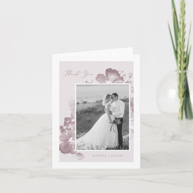 Carte de remerciements de romance aquarelle (Devant)