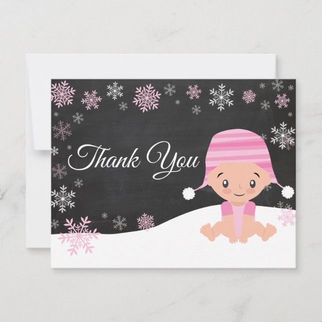 Carte de remerciements de rose de flocon de neige (Devant)