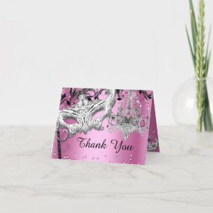 Carte de remerciements de rose de mascarade de