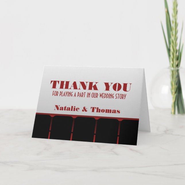Carte de remerciements de salle de cinéma, rouge (Devant)