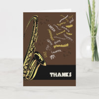 Carte de remerciements de saxophone de jazz