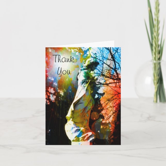 Carte de remerciements de statue d'ange (Devant)