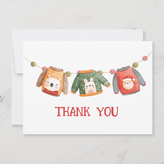 Carte de remerciements de sueurs laides de Noël (Devant)