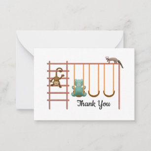 Carte de remerciements de Swing Bear Monkey Raccoo