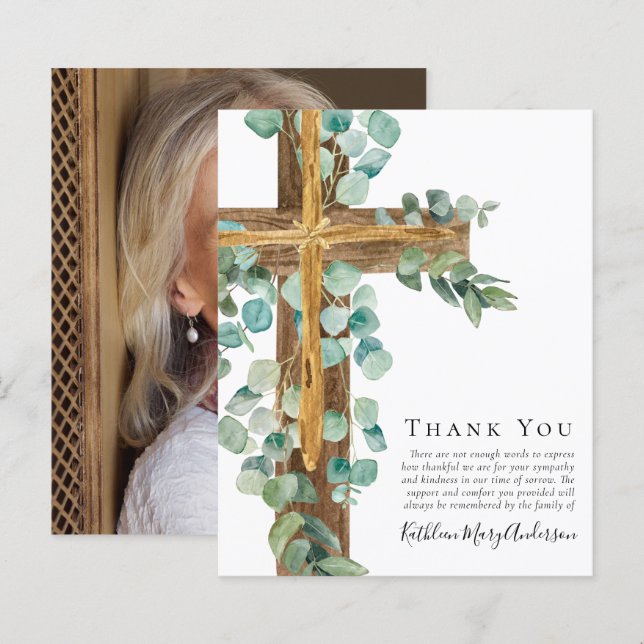 Carte de remerciements de sympathie croisée Eucaly (Devant / Derrière)