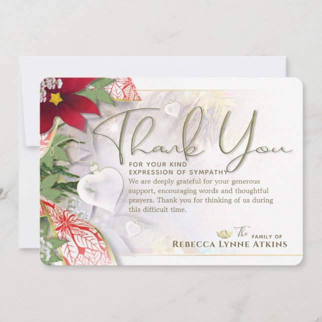 Carte de remerciements de sympathie de coeur de va (Devant)