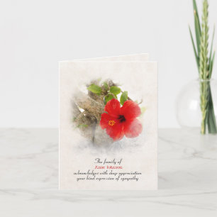 Carte de remerciements de sympathie de l'Hibiscus 