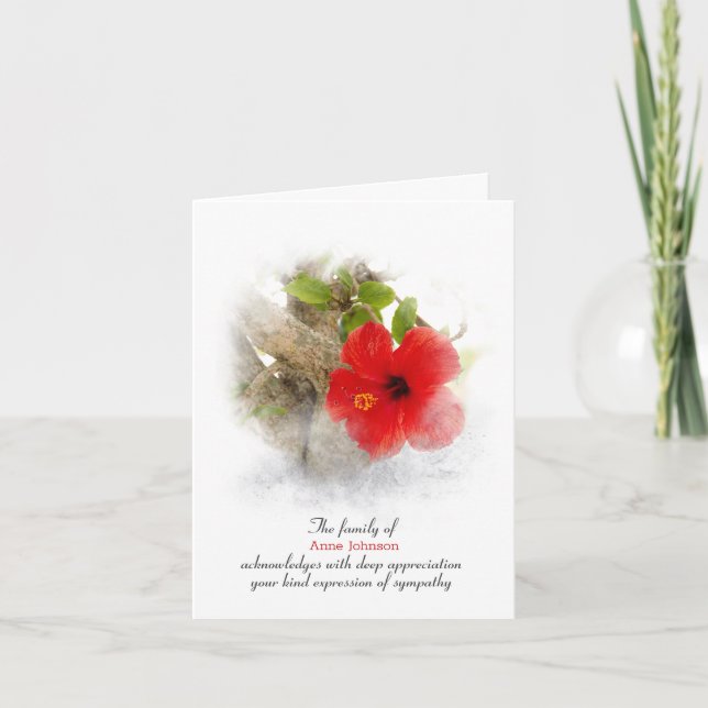 Carte de remerciements de sympathie de l'Hibiscus  (Devant)