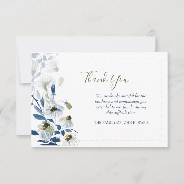 Carte de remerciements de sympathie des Daisées bl (Devant)