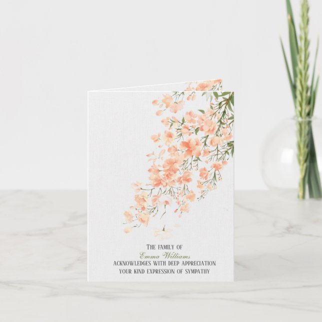 Carte de remerciements de sympathie des fleurs de  (Devant)