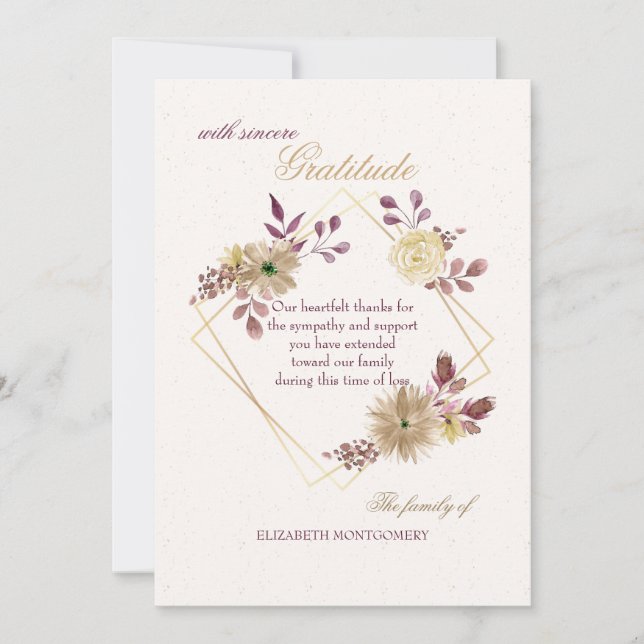 Carte de remerciements de sympathie d'expression (Devant)