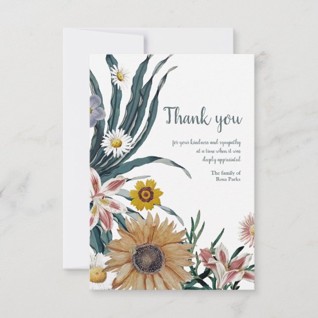 Carte de remerciements de sympathie florale (Devant)