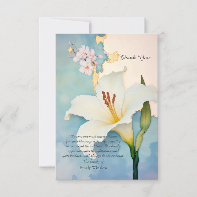 Carte de remerciements de sympathie florale néocla (Devant)