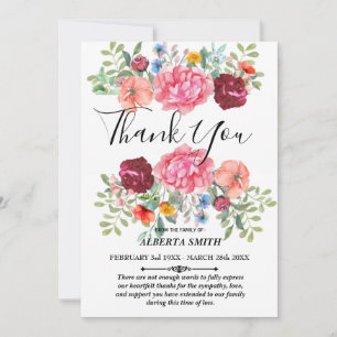 Carte de remerciements de sympathie florale person