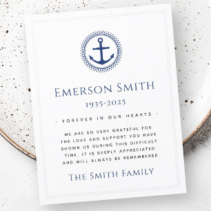 Carte de remerciements de sympathie funéraire de l