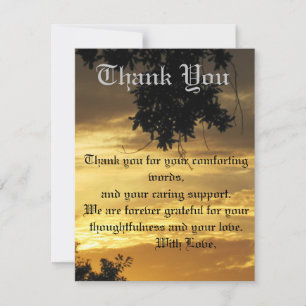Carte de remerciements de Sympathie Plat Sunset Or