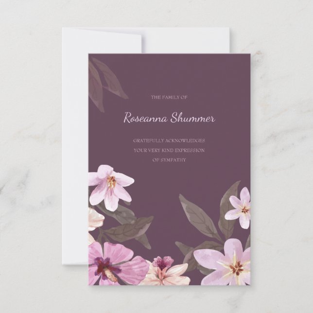 Carte de remerciements de sympathie pour les orchi (Devant)