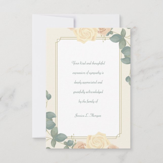 Carte de remerciements de sympathie pour les roses (Devant)