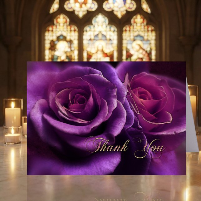 Carte de remerciements de sympathie Rose violette (Sympathy greeting or note card to say Thank You)