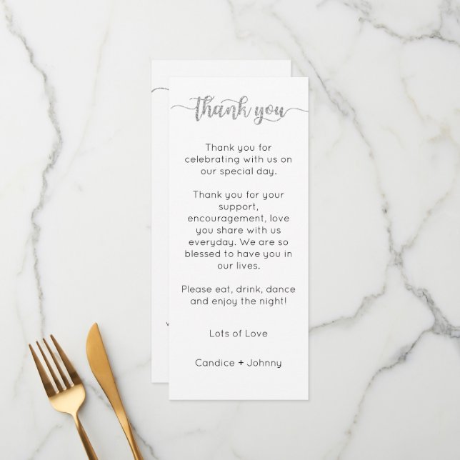 Carte de remerciements de table, Carte de réglage  (Devant/Arrière en situation)