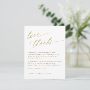 Carte de remerciements de table de mariage Gold Mo