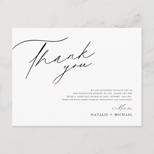 Carte de remerciements de table Mariage minimalist (Devant)