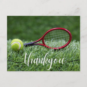 Carte de remerciements de tennis avec balle de ten