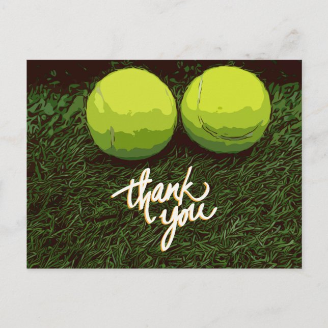 Carte de remerciements de tennis avec balle de ten (Devant)