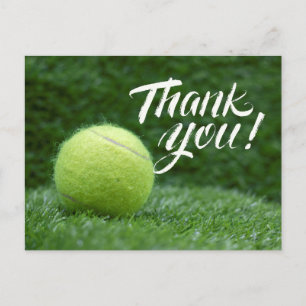 Carte de remerciements de tennis avec balle en ver