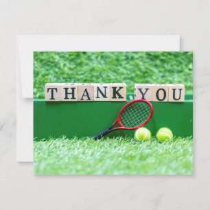 Carte de remerciements de tennis avec balle et raq