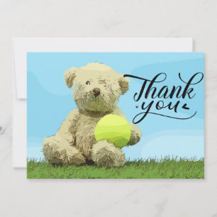 Carte de remerciements de tennis avec balle pour e