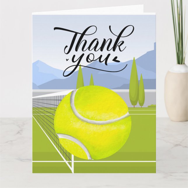 Carte de remerciements de tennis avec balle sur le (Devant)